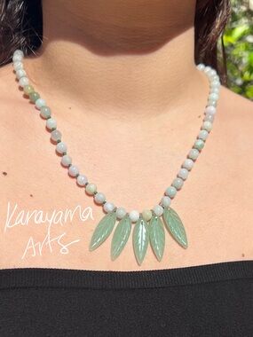 "Mary Jane" Aventurine Leaf Beaded Necklace